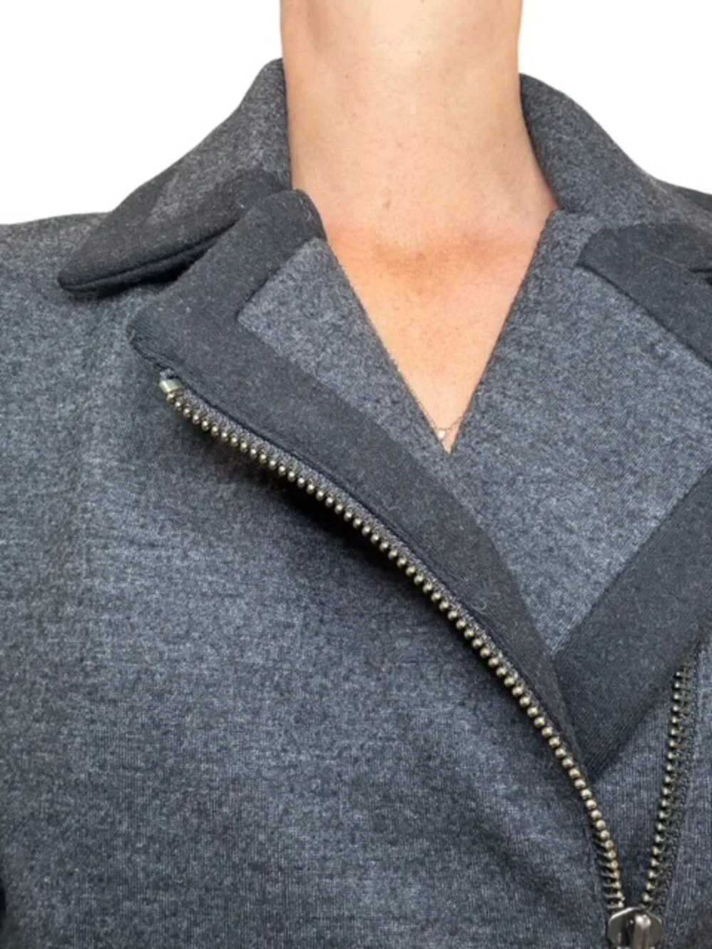 **J.Crew Stretch Wool Motorcycle Jacket Gray Black Moto Style 07569 Size 2**